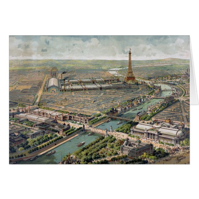 Vintage bildhafte Karte von Paris (1900) (Vorderseite (Horizontal))