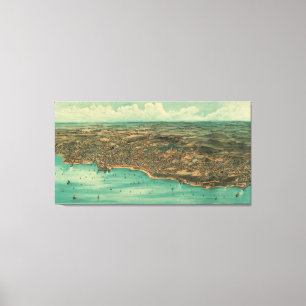 Vintage bildhafte Karte von Plymouth MA (1910) Leinwanddruck