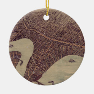 Vintage bildhafte Karte von Winnipeg Kanada (1884) Keramik Ornament