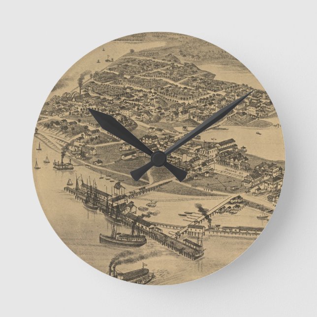 Vintage bildhafte Karte von Zedern-Schlüssel Runde Wanduhr (Vorderseite)