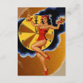 Vintage Bill Randall New Year Party Pinup Girl Einladung