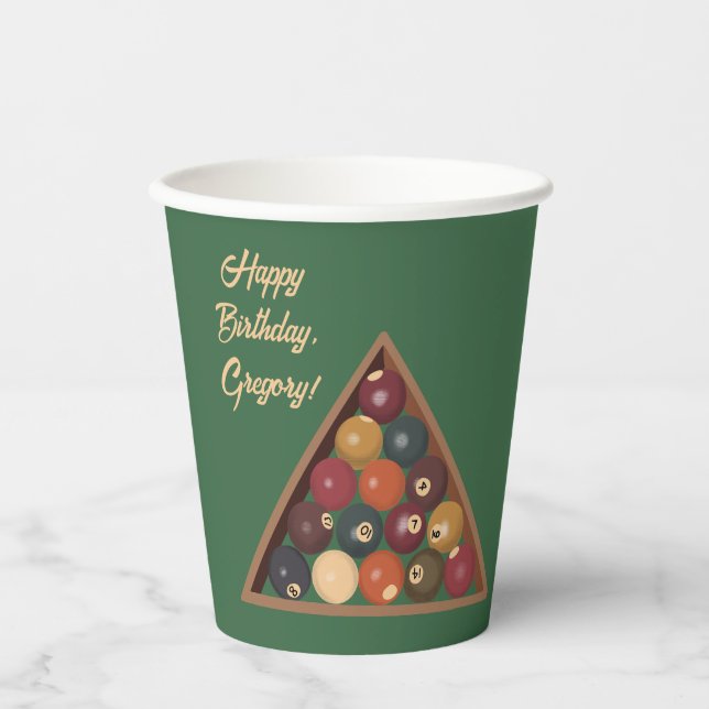 Vintage Billard-Balls - Geeigneter Billardtisch Pappbecher (Vorderseite)