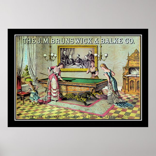 Vintage Billard Spielplakatwerbung Poster (Vorne)