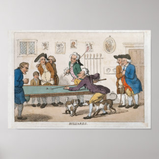 Vintage Billards drucken Frühkaricatures Poster