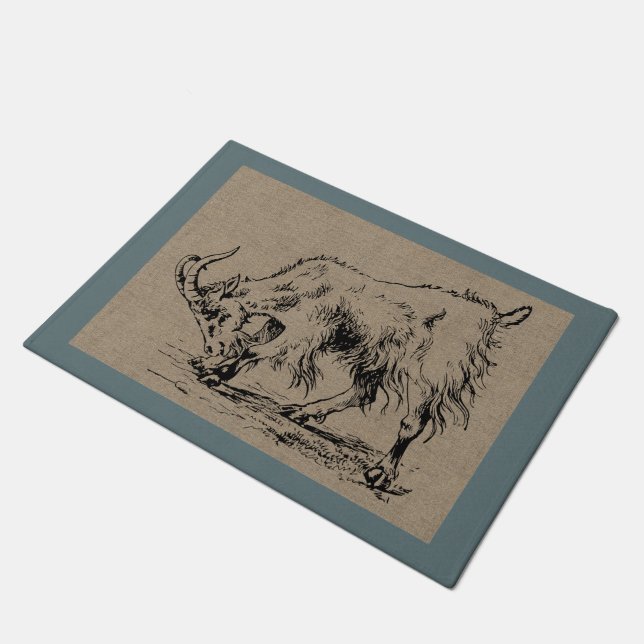 Vintage Billy Goat Country Farm und Haustiere Fußmatte (Schrägansicht)