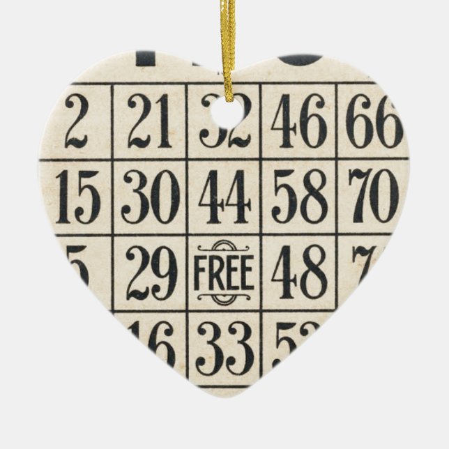 Vintage Bingokarte Keramikornament (Vorne)