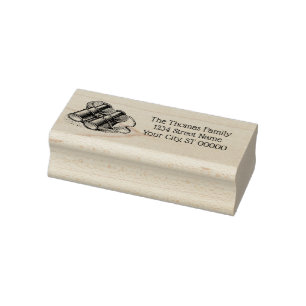 Vintage Binonulare, die die Rücksendeadresse Name Gummistempel