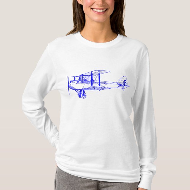 Vintage Biplane - blau T-Shirt (Vorderseite)