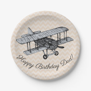 Vintage Biplane individuell anpassbar Pappteller