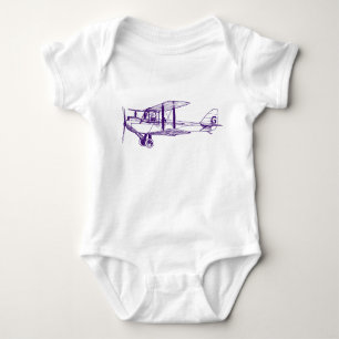 Vintage Biplane - Tief Lila Baby Strampler