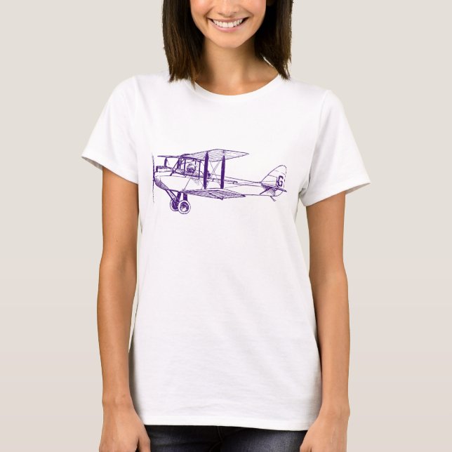 Vintage Biplane - Tief Lila T-Shirt (Vorderseite)