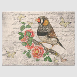 Vintage Bird Floral Butterfells Ephemera Decoupage Seidenpapier
