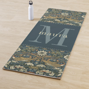 Vintage Bird & Floral William Morris Monogram Yogamatte