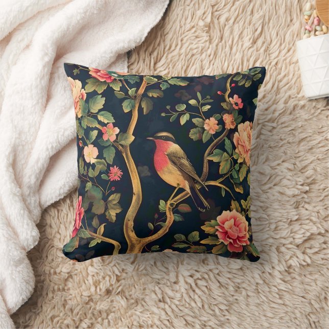 Vintage-Bird Pattern Wald Floral Kissen (Decke)