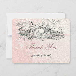 Vintage Bird Rose Musical Scroll Mariage Merci