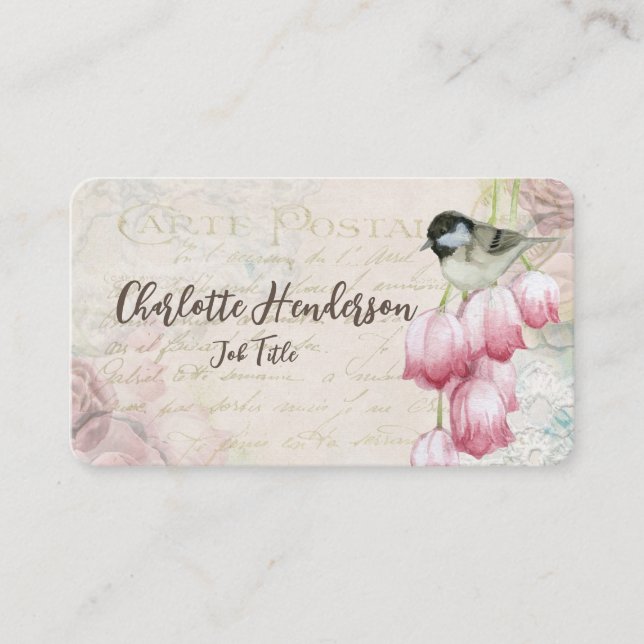 Vintage Bird-Visitenkarte Visitenkarte (Vorderseite)