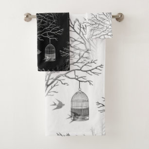 Vintage Birdcage-Niederlassung schluckt Badhandtuch Set