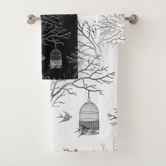 Vintage Birdcage-Niederlassung schluckt Badhandtuch Set (Insitu)