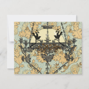 Vintage Birds Damask Chandelier Mariage RSVP