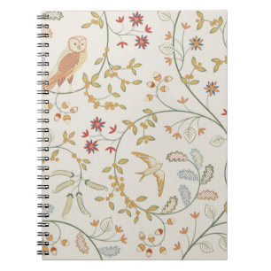 Vintage birds in foliage with flowers seamless pat notizblock