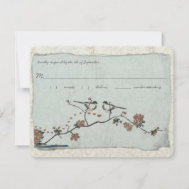 Vintage Birds Mariage damassé RSVP