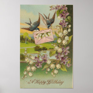 Vintage Birds Poster