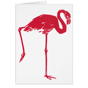 Vintage Birds, un Flamant rose rose avec une jambe