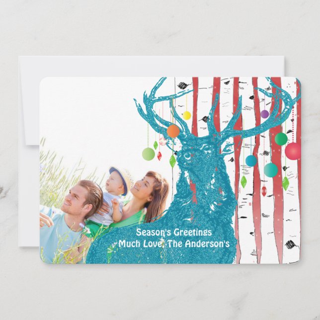 Vintage Birkenbaum Foto Weihnachtskarte Feiertagskarte (Vorderseite)