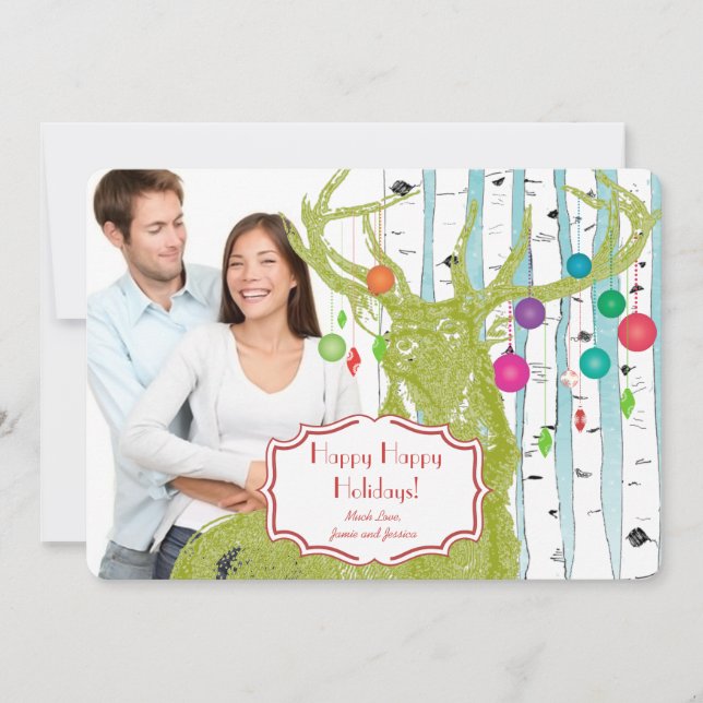 Vintage Birkenbaum Foto Weihnachtskarte Feiertagskarte (Vorderseite)