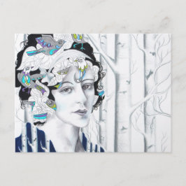 Vintage Birkenbaumvögel Postkarte