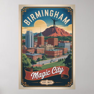 Vintage Birmingham Alabama Retro-Reise Poster