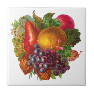 Vintage Birne, Traube, Zitrone, Apple und Walnüsse Fliese