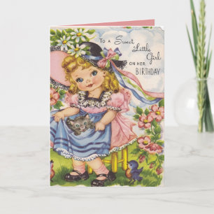 Vintage Birthday girl ajouter la carte de message