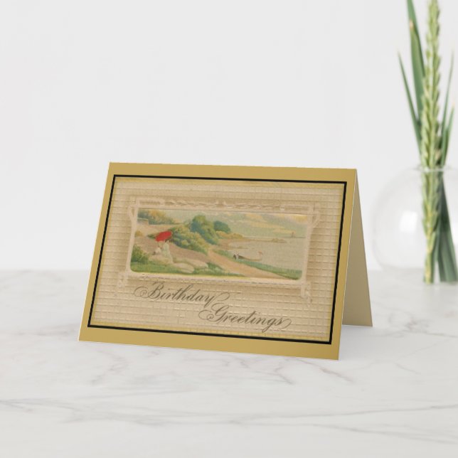 Vintage birthday greetings karte (Vorderseite)
