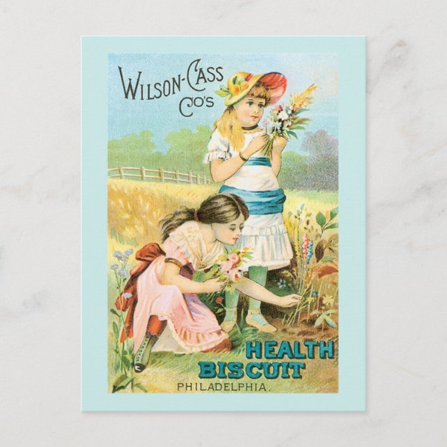 Vintage Biscuit Girls Postkarte (Vorderseite)