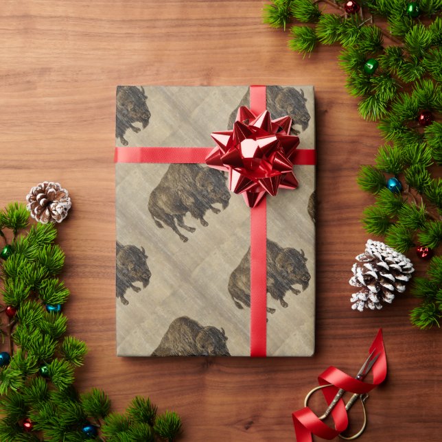Vintage Bison Geschenkpapier (Feiertagsgeschenk)