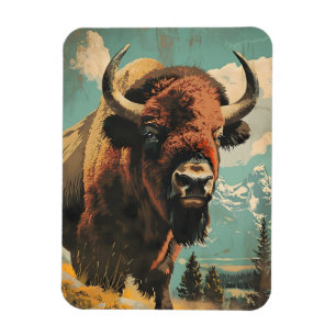 Vintage Bison-Illustration Magnet