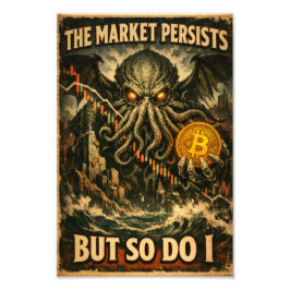 Vintage-Bitcoin-Horrorposter – „Der Markt bleibt b Fotodruck