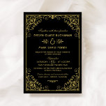 Vintage Black and Gold Art Deco Wedding Einladung<br><div class="desc">Elegante und glamouröse Art Deko Hochzeitseinladungen inspiriert durch verzierten Vintagen Gatsby Stil und den rauschenden 20er Jahren. Das Kartendesign zeichnet sich durch ein Schwarz-Gold-Farbschema,  verzierte Zierrahmen und -muster und eine stilvolle Typografie aus,  die völlig personalisiert sein kann.</div>