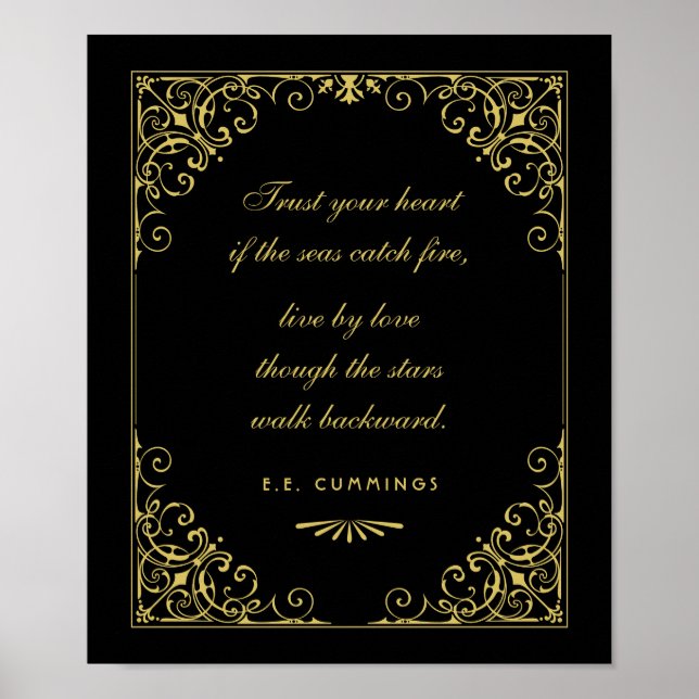 Vintage Black and Gold Art Deco Wedding Poster (Vorne)