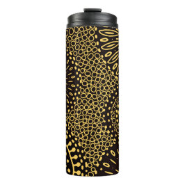 Vintage Black and Gold Ethnic Floral Pattern Thermosbecher