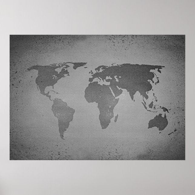 Vintage black and white world map poster (Vorne)