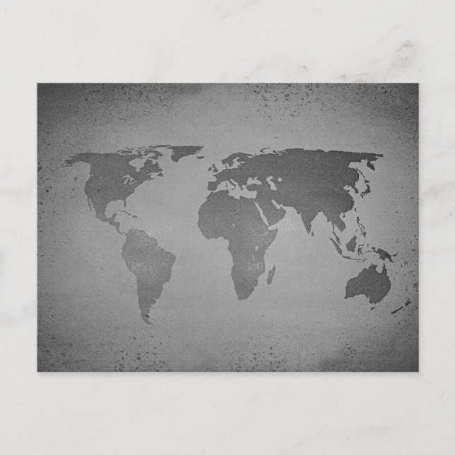 Vintage black and white world map postkarte (Vorderseite)