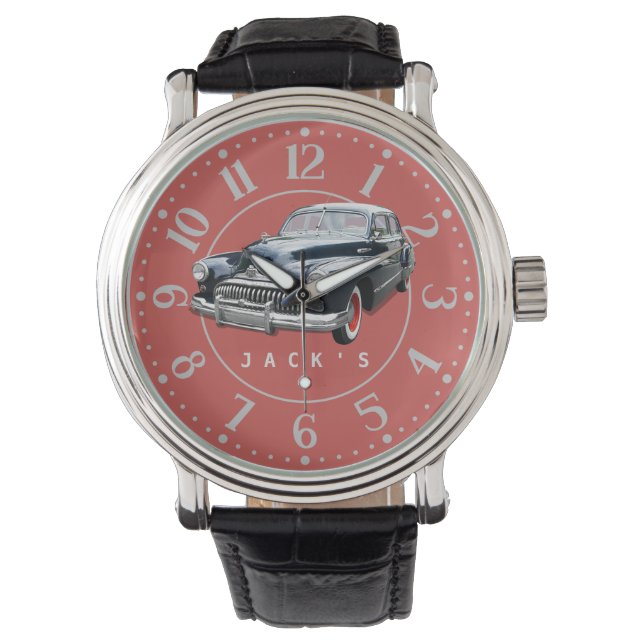 Vintage Black Buick Custom der 40er Jahre Armbanduhr (Vorderseite)