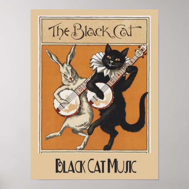 Vintage Black Cat Advertisement Poster  (Vorne)