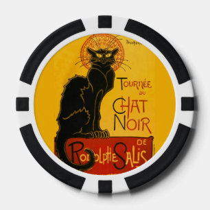 Vintage Black Cat Art Nouveau Paris Süße Chat Noir Pokerchips