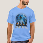 Vintage Black Cat Halloween Blue Moon Scary Kitty  T-Shirt<br><div class="desc">Vintage Black Cat Halloween Blue Moon Scary Kitty Kitten  .</div>