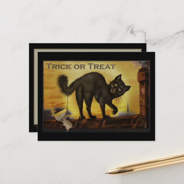 Vintage Black Cat Postkarte (Vorderseite/Rückseite Beispiel)