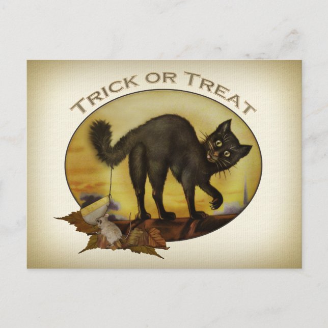 Vintage Black Cat Postkarte (Vorderseite)