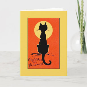 Vintage Black Cat Silhouette Greeting Card Karte